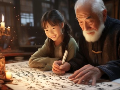 书法传承，孙女共赏，时光中的文化之美