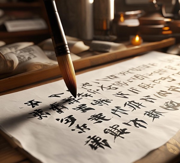 书法艺术，四字七行间的韵味探寻,探寻书法之美，四个字七行作品的独特韵味,书法艺术,韵味探寻,第1张