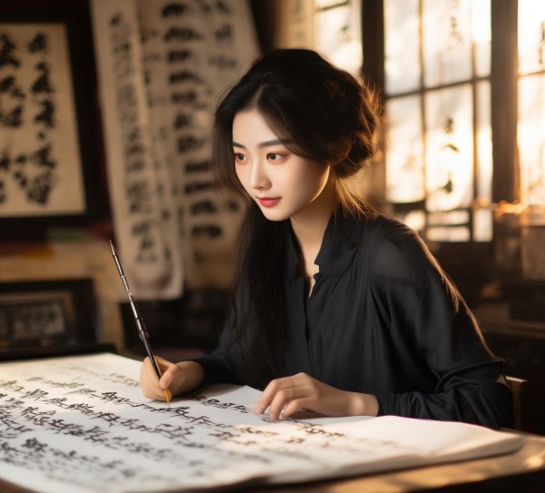 北北，笔尖上的艺术行者——青年女书法家的人生轨迹与风采展示,青年女书法家北北，笔尖下的艺术人生——个人简历与生活照解读,书法艺术,书法,第1张