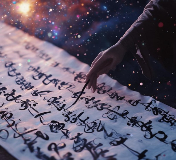 亿年墨韵，书法家跨越时空的艺术之旅,穿越亿年的笔触，一位书法家的永恒艺术之旅,书法,书法艺术,艺术之旅,第1张